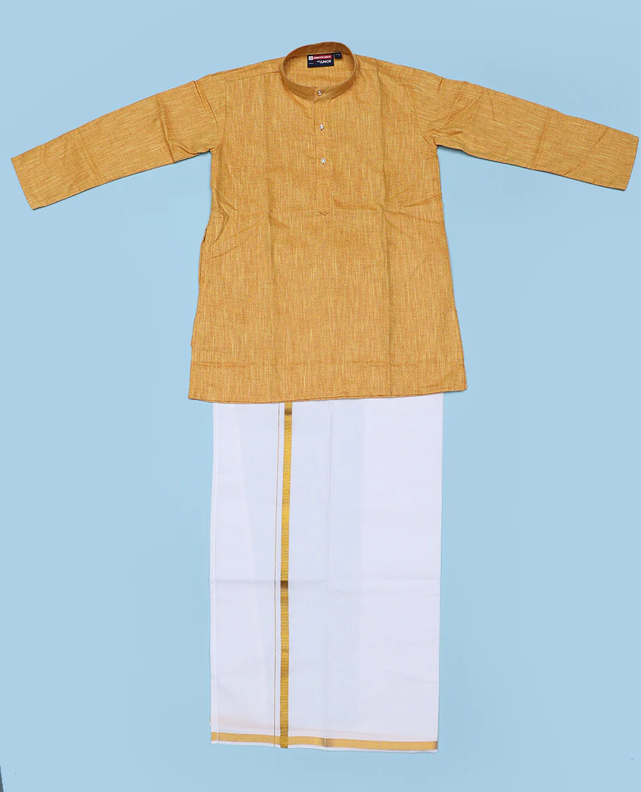 Blue cotton shirt with contrast dhoti (Glamorous boy) - Image 17