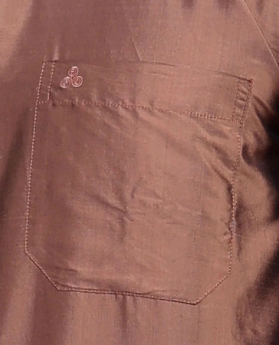 Brown plain design full-sleeve pure-silk shirt - Image 17