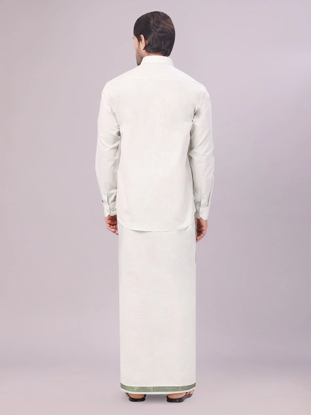 Men's Tissue Olive Green Color Flexi Dhoti Shirt Wedding Combo Maverick Flexi - Image 5