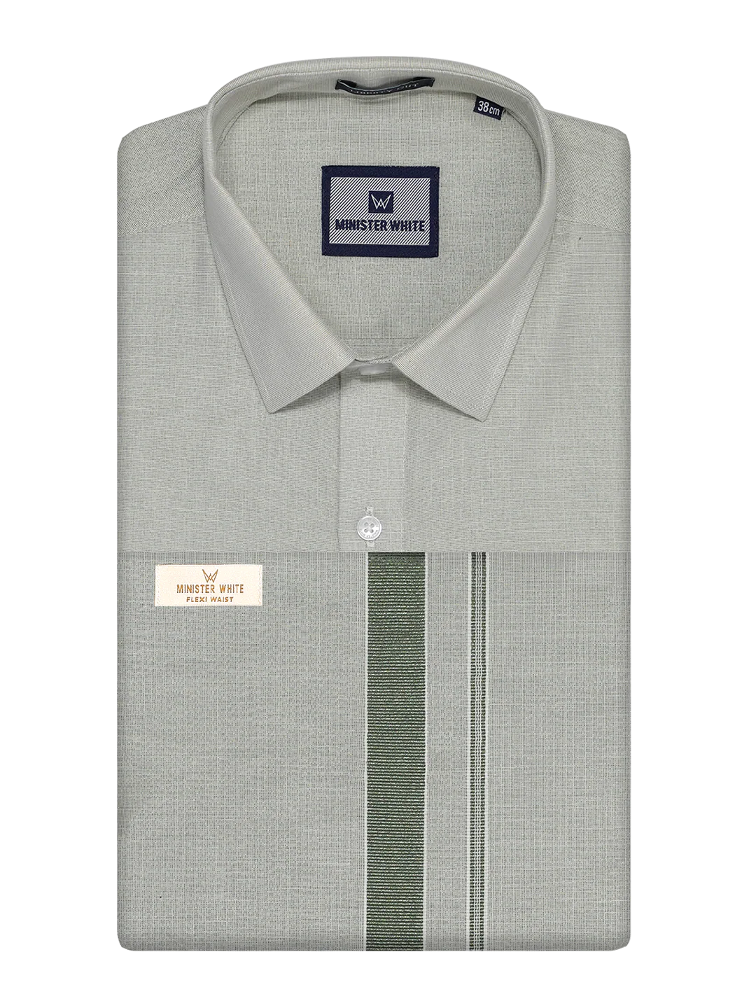 Men's Tissue Olive Green Color Flexi Dhoti Shirt Wedding Combo Maverick Flexi - Image 8