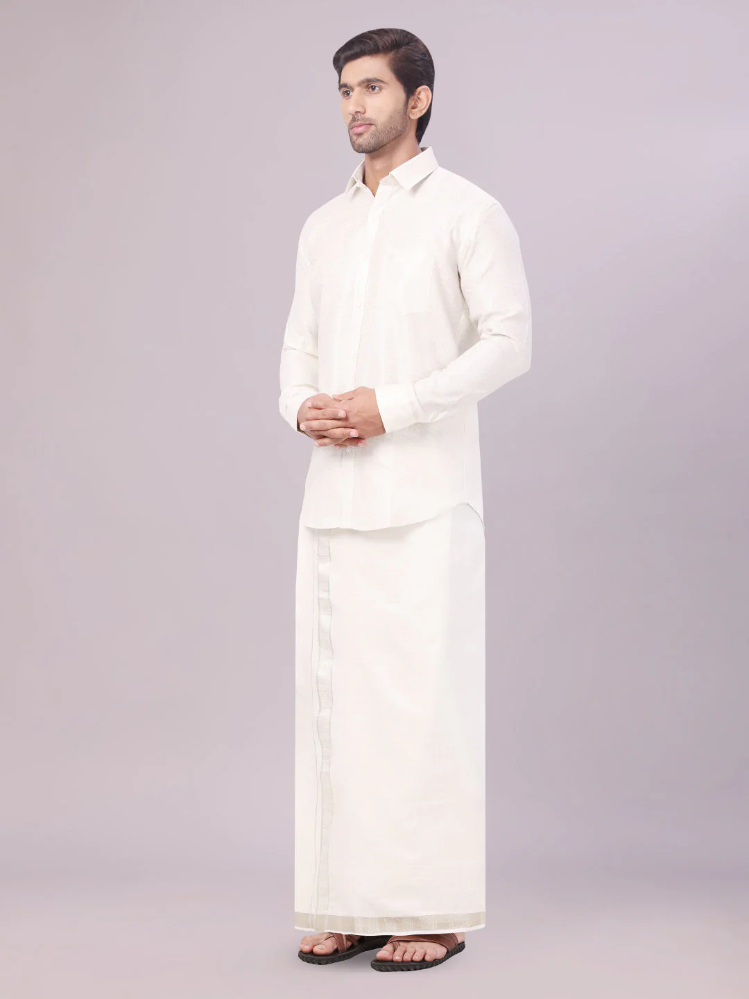 Mens Water Tissue Jacquard Shirt with Matching Dhoti Combo Zeus - Image 3