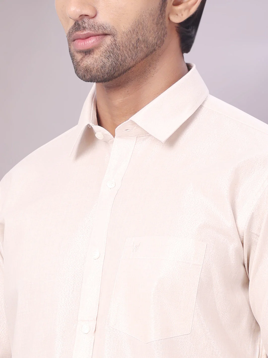 Mens Tissue Almond Colour Dhoti Shirt Wedding Combo Maverick - Image 6