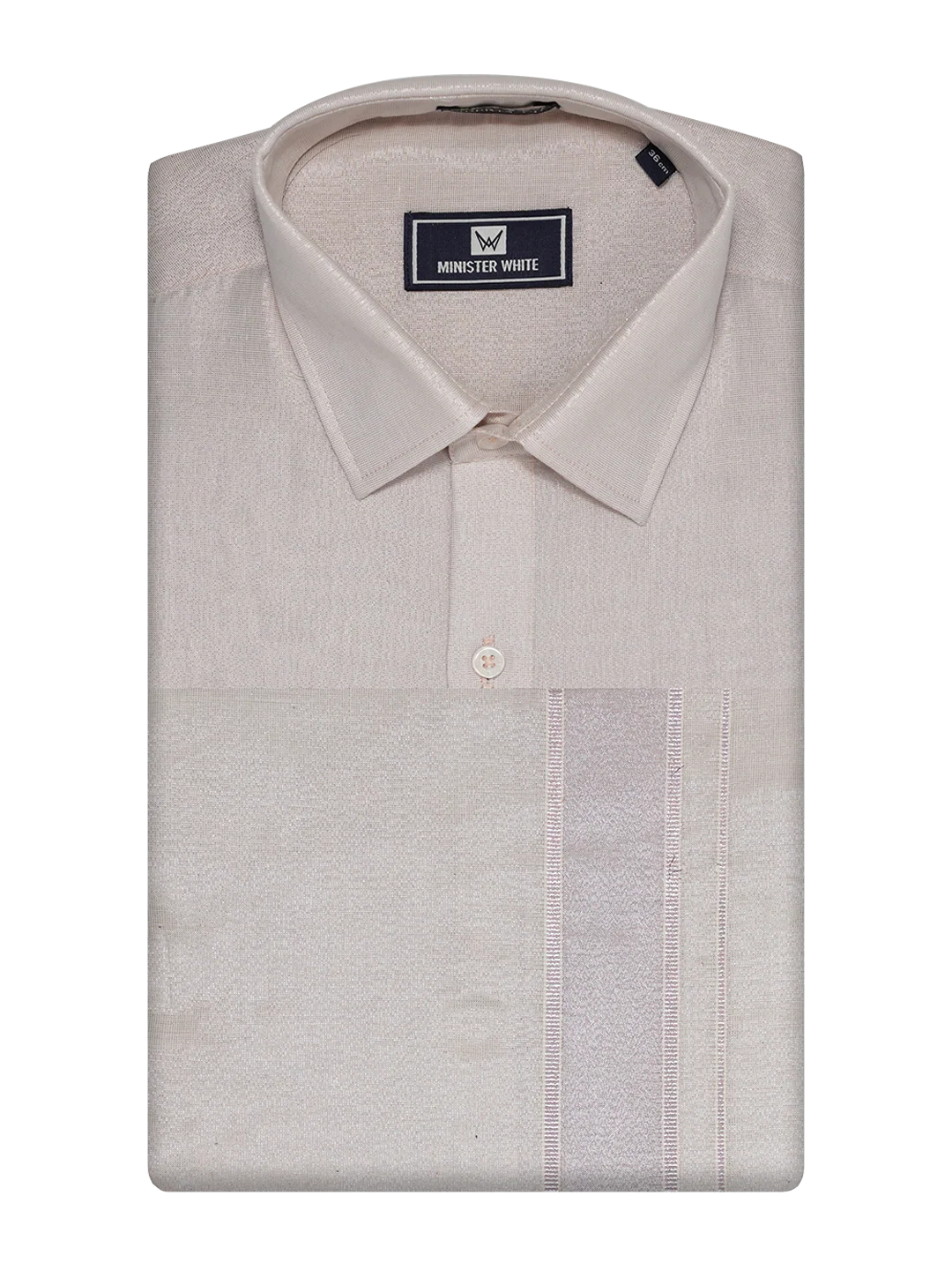 Mens Tissue Almond Colour Dhoti Shirt Wedding Combo Maverick - Image 7