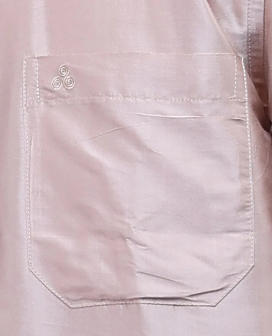 Cream plain design full-sleeve pure-silk shirt - Image 5