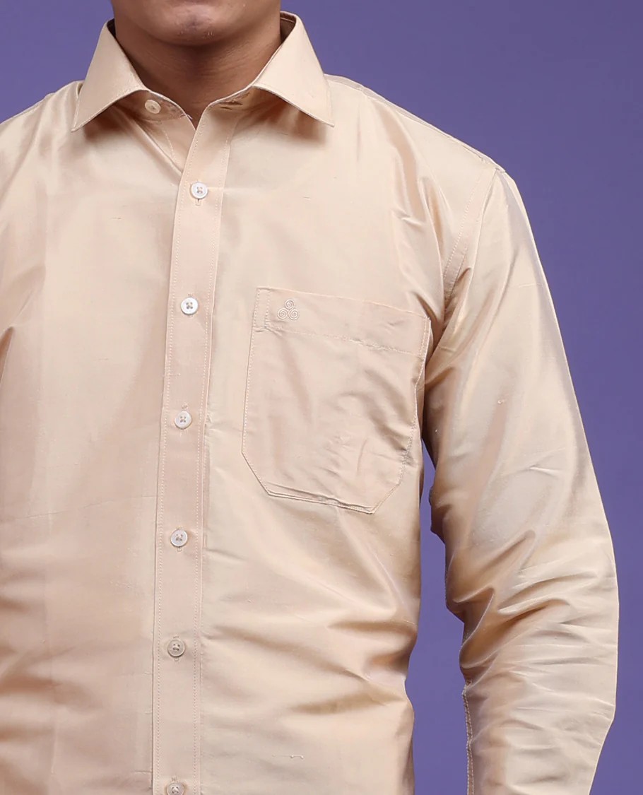 Sandal plain design full-sleeve pure-silk shirt - Image 20