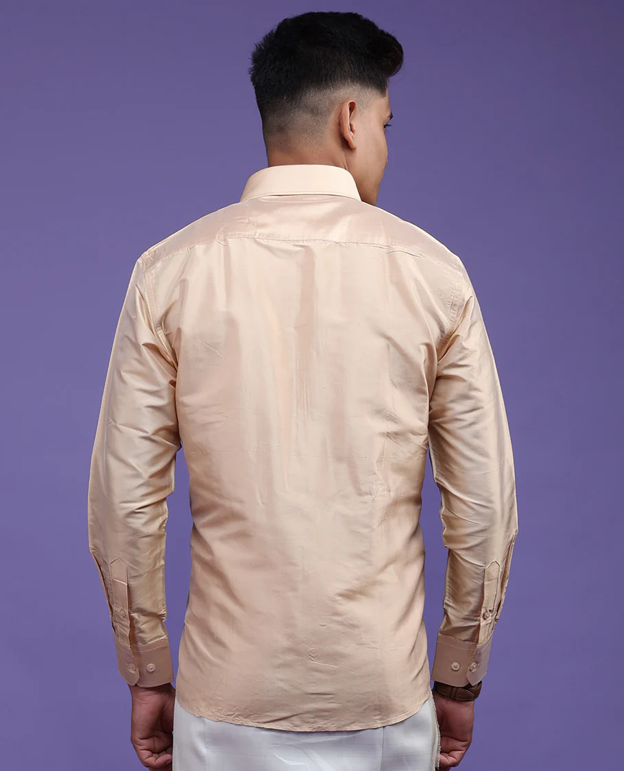Sandal plain design full-sleeve pure-silk shirt - Image 24