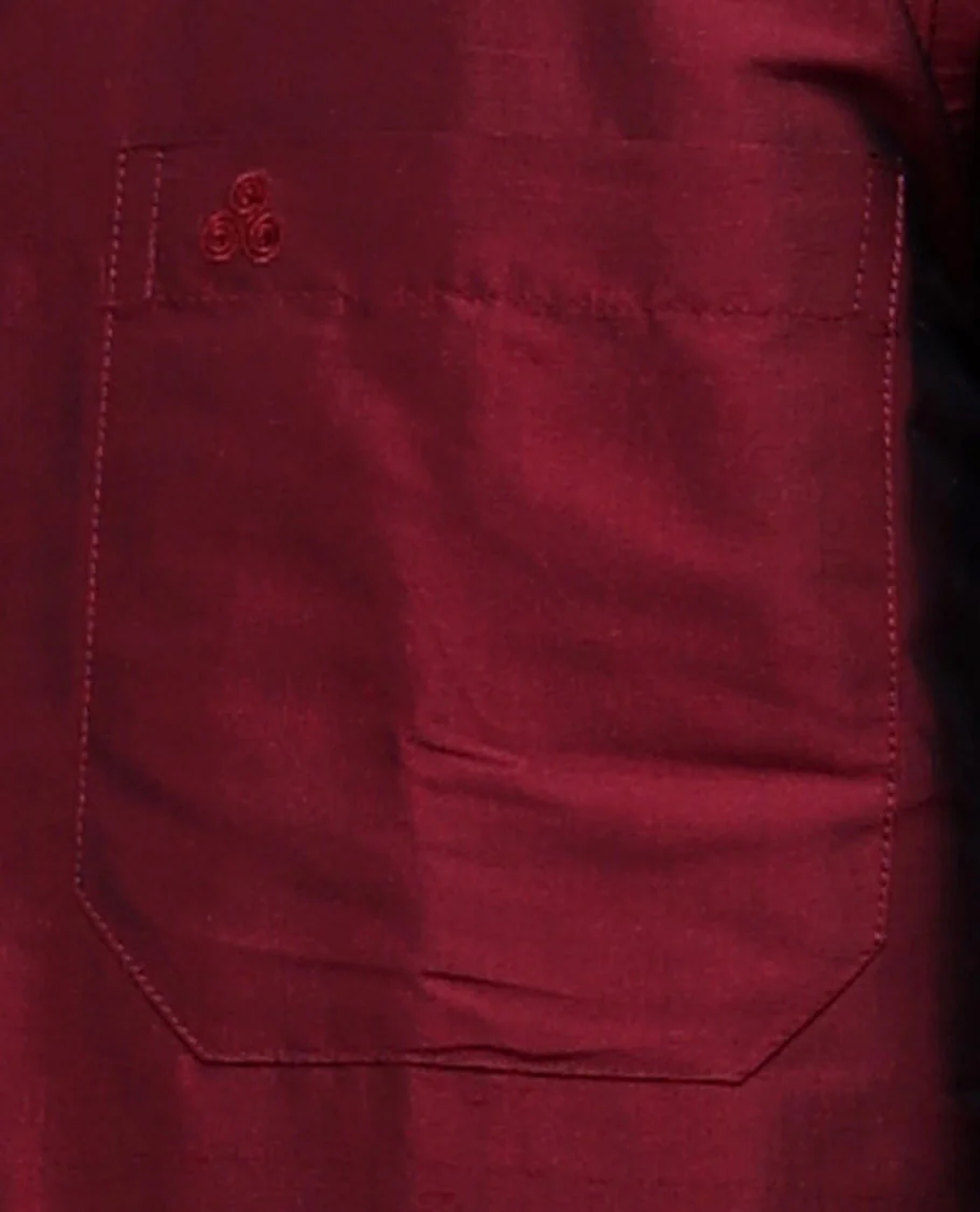 Maroon Pure Silk Shirt - Image 17