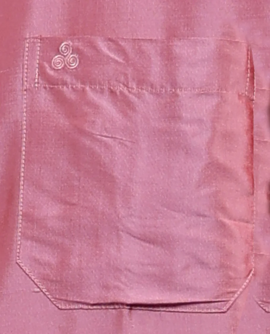 Pink plain design full-sleeve pure-silk shirt - Image 23