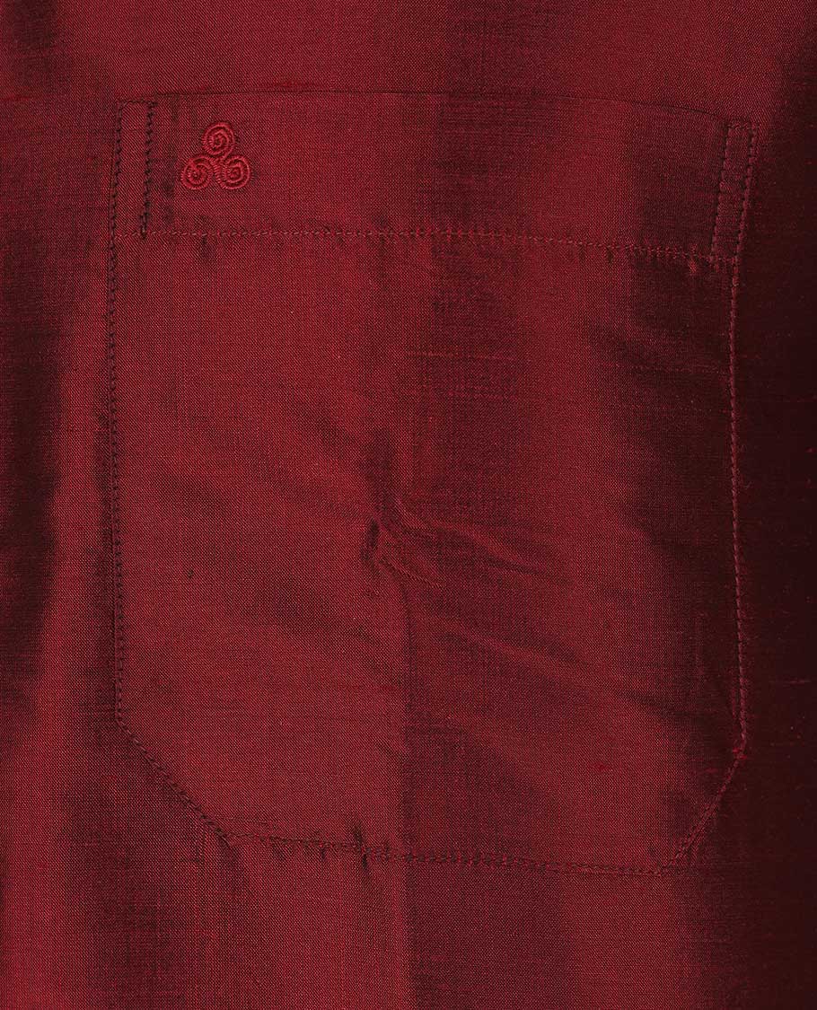 Maroon Pure Silk Shirt - Image 10